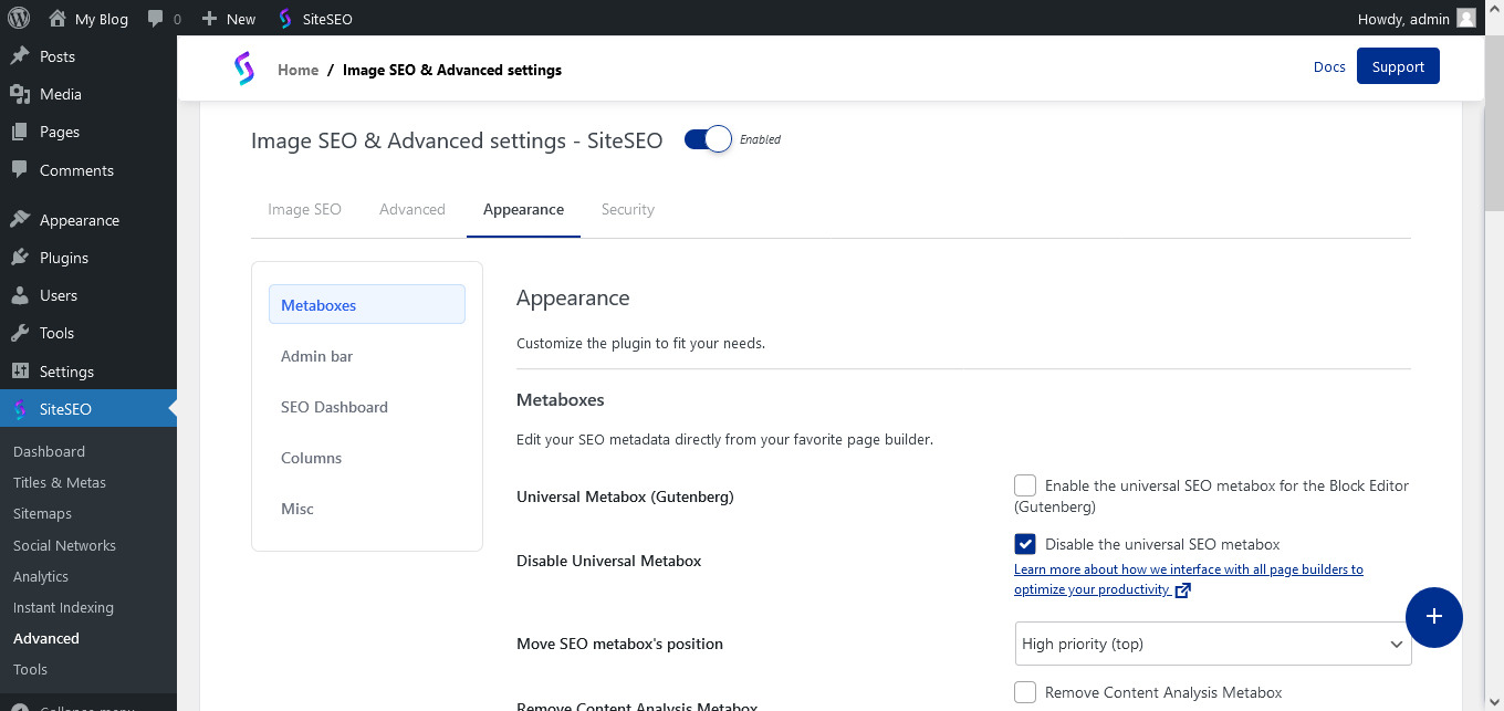 Advanced settings Advanced settings