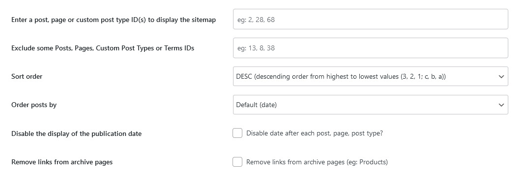 Html sitemap config Html sitemap config