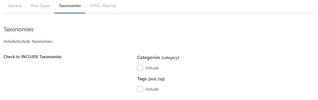 XML sitemaps taxonomies tab XML sitemaps taxonomies tab
