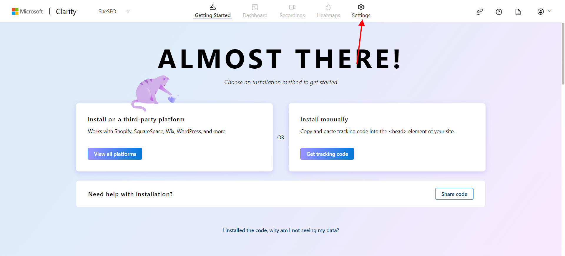 Clarity Setup Page Clarity Setup Page