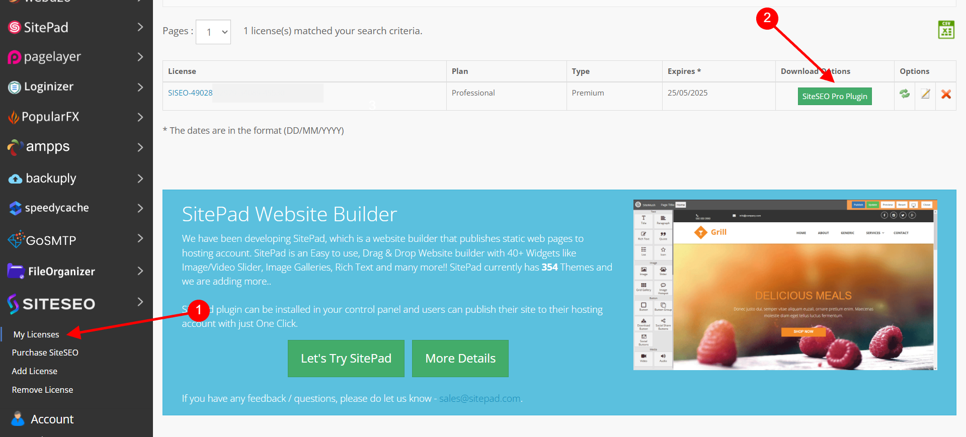 Download SiteSEO Pro from Softaculous Client Download SiteSEO Pro from Softaculous Client