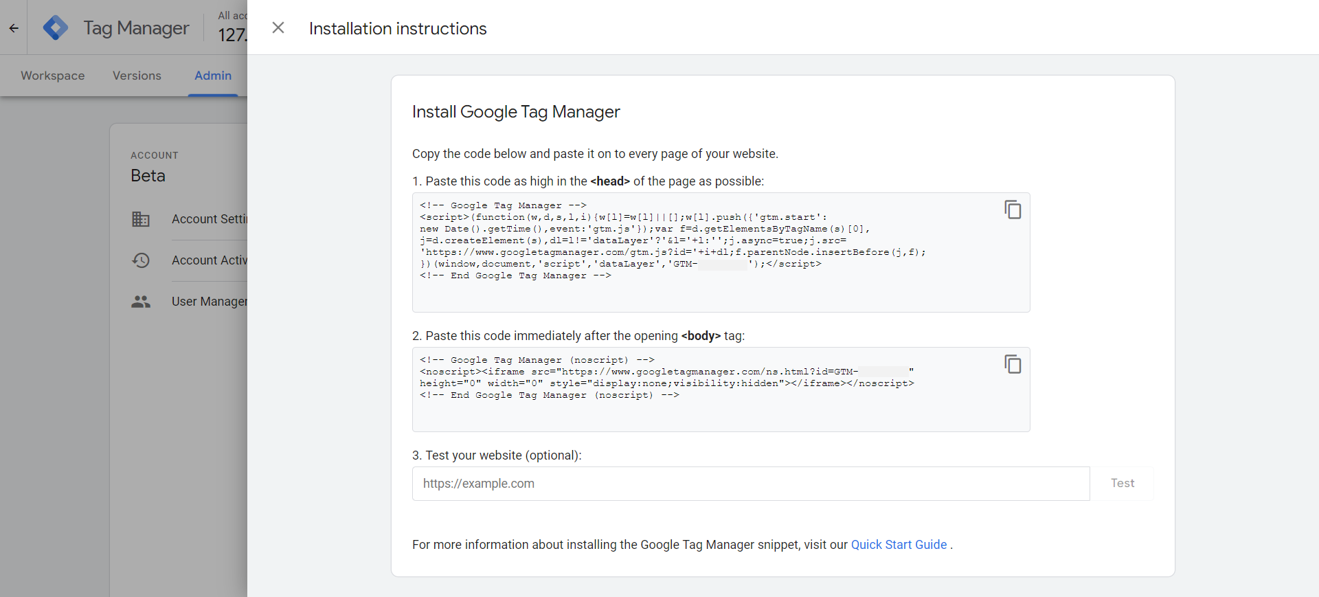 Google Tag manager code blocks Google Tag manager code blocks
