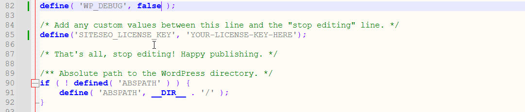 SiteSEO Key in wp-config.php SiteSEO Key in wp-config.php