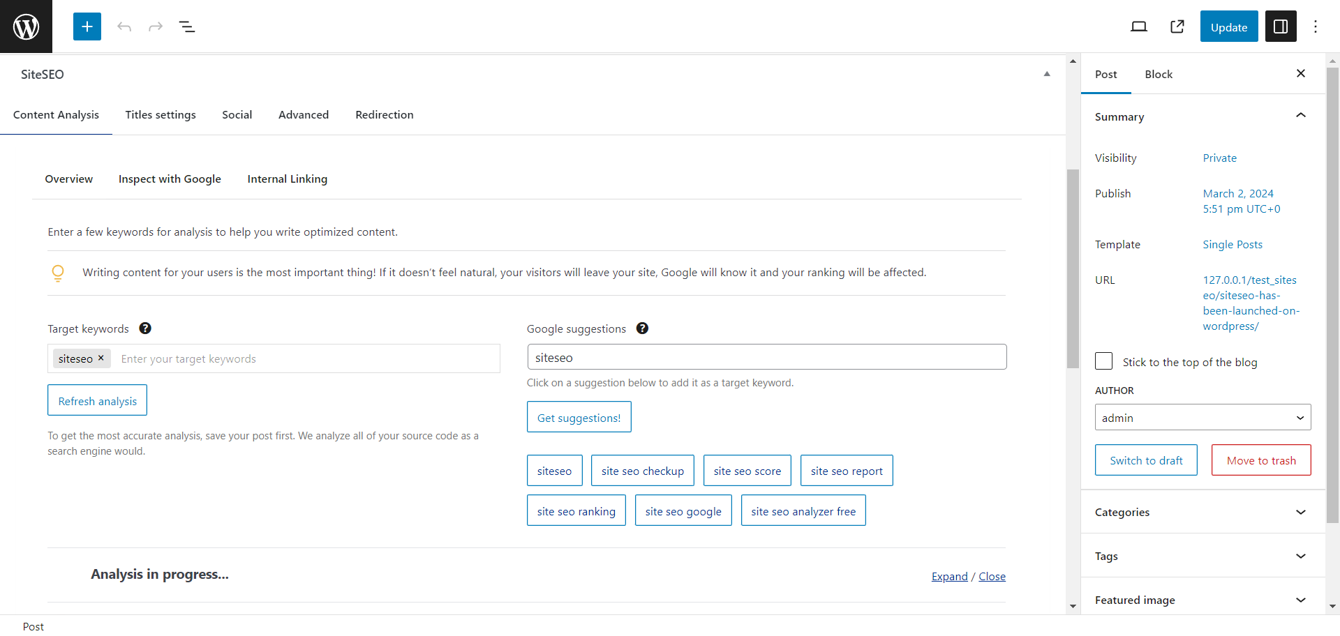 SiteSEO content Analyser
