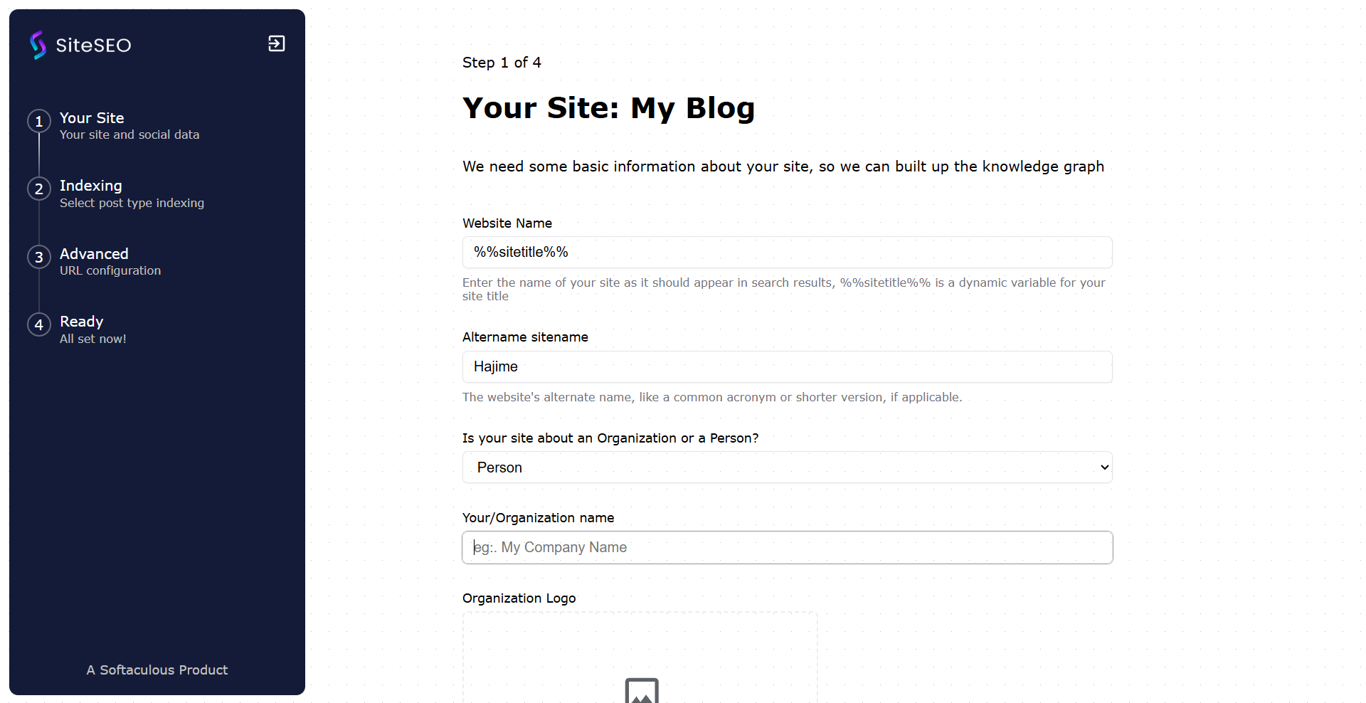 SiteSEO Onboarding page