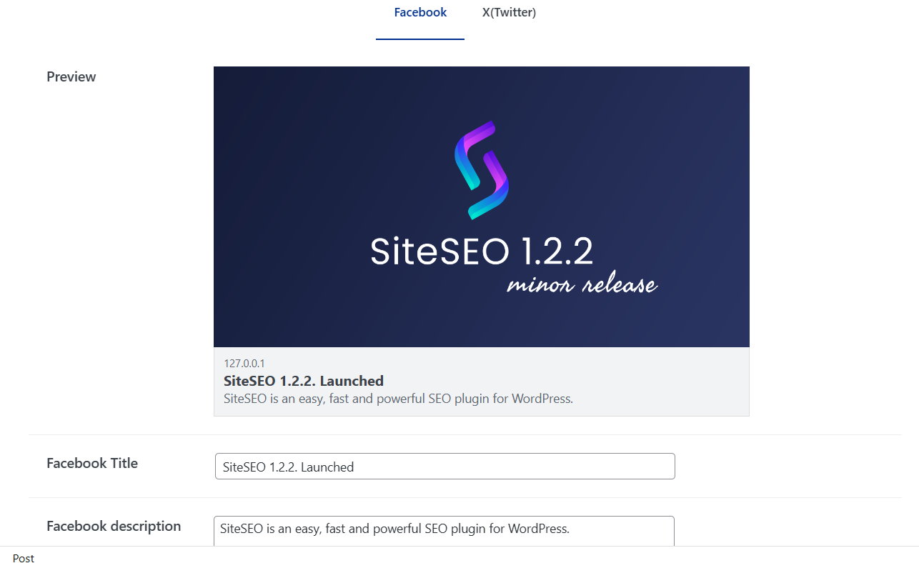 Social facebook preview